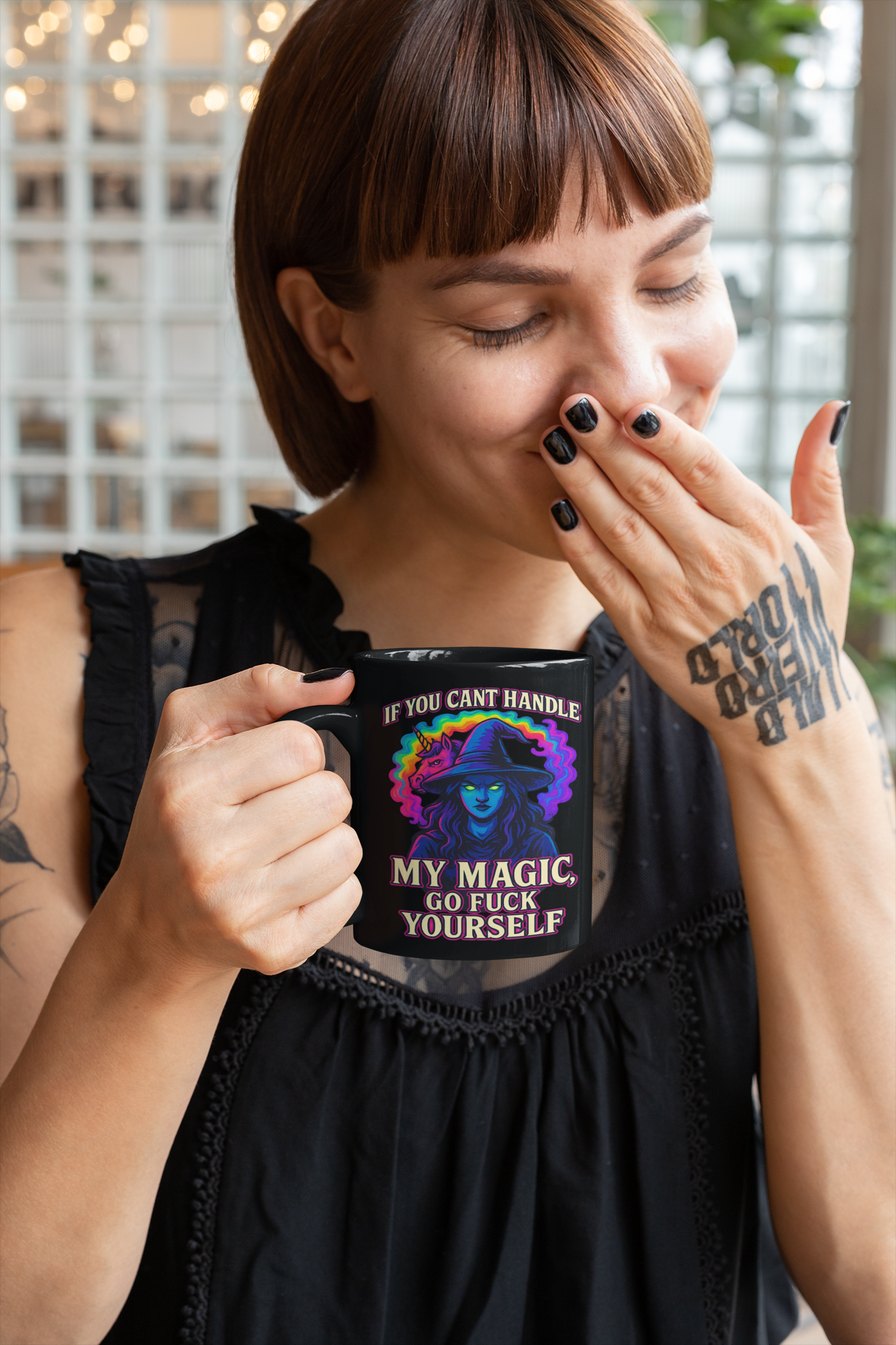 🔮🖤 “If You Can’t Handle My Magic, Go F* Yourself” – 15oz Black Ceramic Mug**