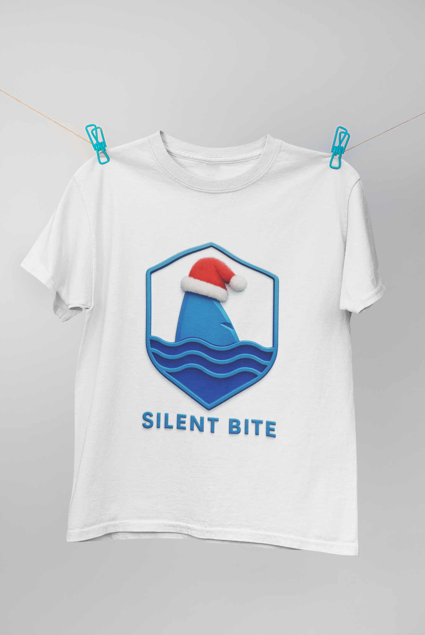 Silent Bite  Shirt – White Short Sleeve Tee | Funny Shark Christmas Shirt for Beach Lovers & Holiday Rebels  | Funny Florida Shirt