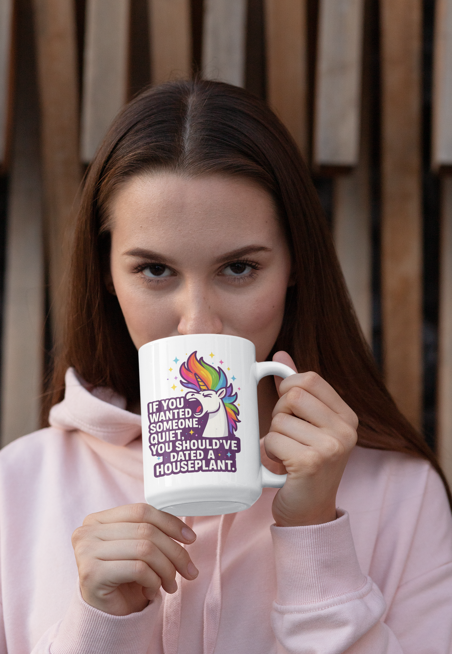 🌈 “If You Wanted Someone Quiet, You Should’ve Dated a Houseplant” – Funny Unicorn 15oz White Mug