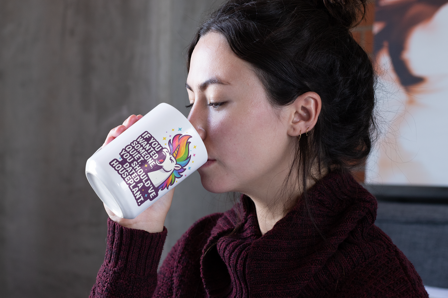 🌈 “If You Wanted Someone Quiet, You Should’ve Dated a Houseplant” – Funny Unicorn 15oz White Mug