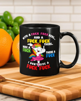 Unicorn singing her own F*CK song coffee mug 15oz. also women's shirts available