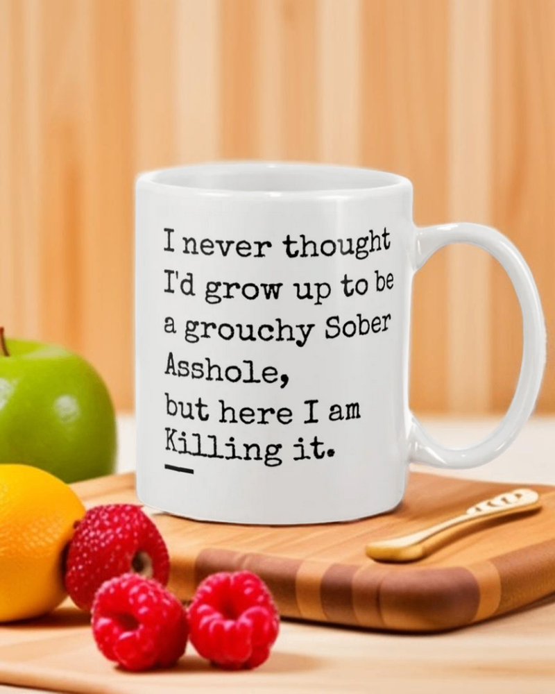 Sober and Killing It – Funny Sobriety Gift 15oz Ceramic Coffee Mug