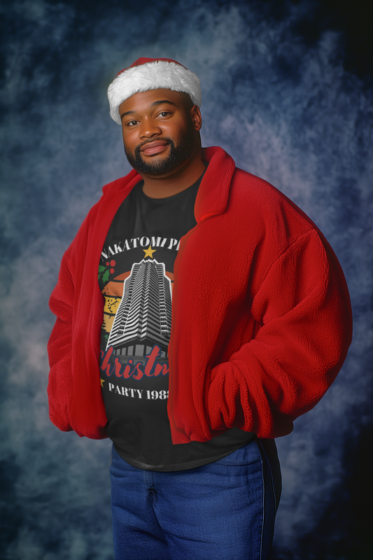 Nakatomi Plaza Christmas Party 1988” Shirt – Black Short Sleeve Tee | Funny Die Hard Christmas Shirt for Movie Fans