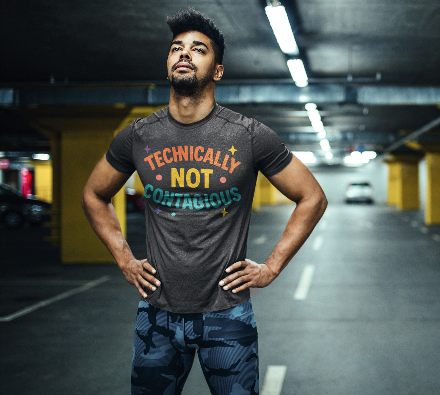 😷 Technically Not Contagious Shirt – Funny Rainbow Quarantine Humor Tee