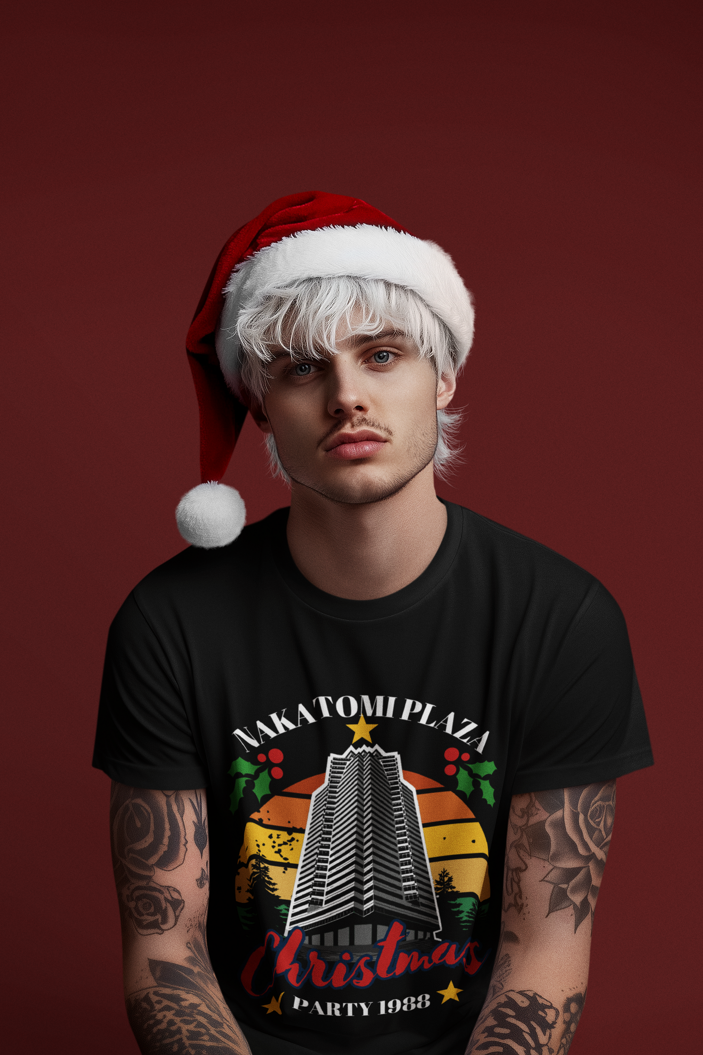 Nakatomi Plaza Christmas Party 1988” Shirt – Black Short Sleeve Tee | Funny Die Hard Christmas Shirt for Movie Fans