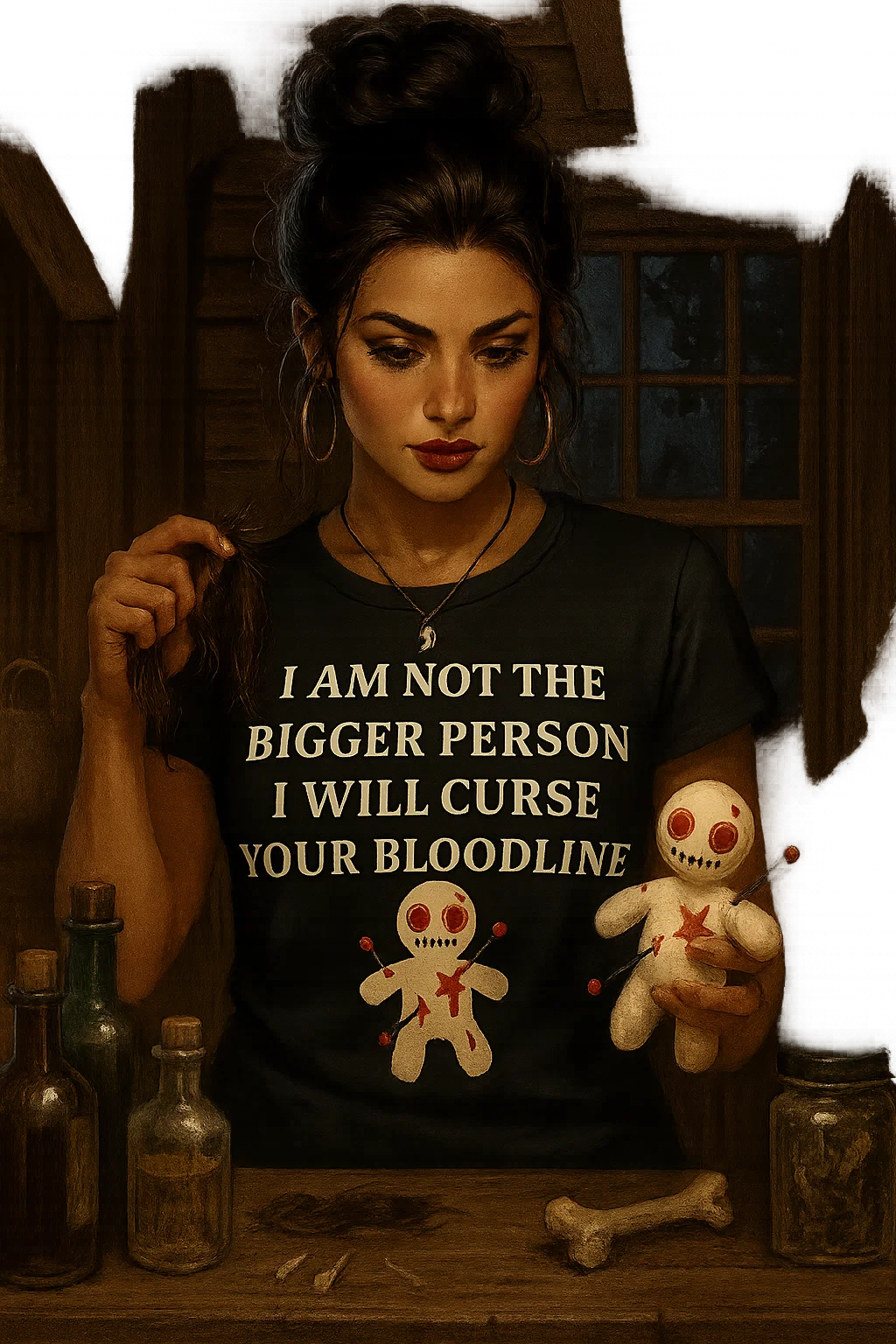 “I Am Not the Bigger Person, I Will Curse Your Bloodline” Shirt – Black Short Sleeve Tee | Funny Dark Humor Witchy Shirt