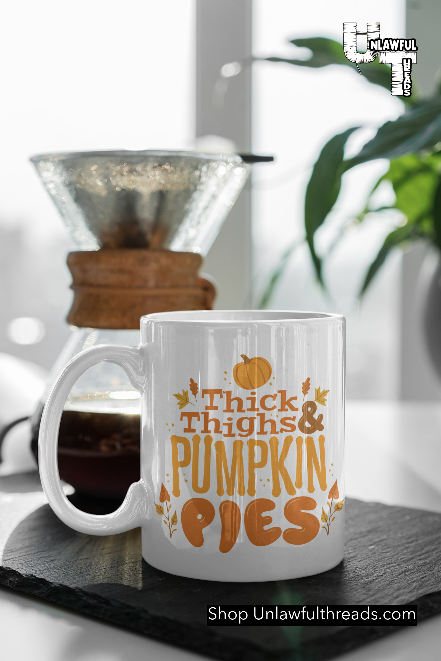 Thick Thighs and Pumpkin Pies classic ceramic coffee mug 15 ounces