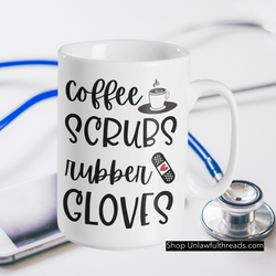 Coffee Scrubs Rubber Gloves 15 oz coffee mugs