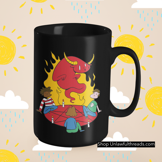 Kids cult devil playing shirt classic cotton or 15 ounce coffee mug