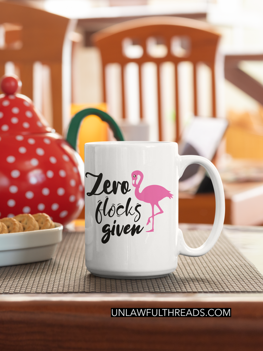 Zero Flocks Given  totes, shirts and mugs