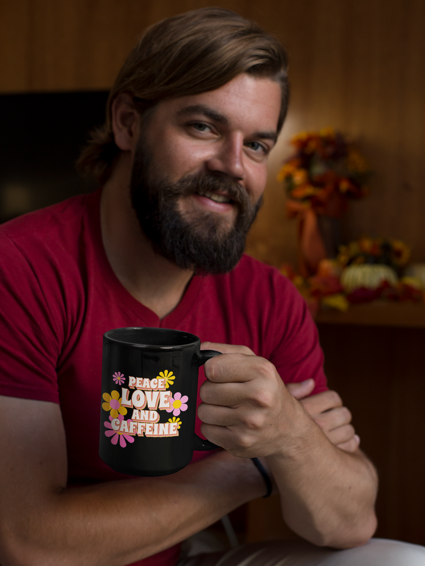 Peace love and Caffeine 15 ounce coffee mug