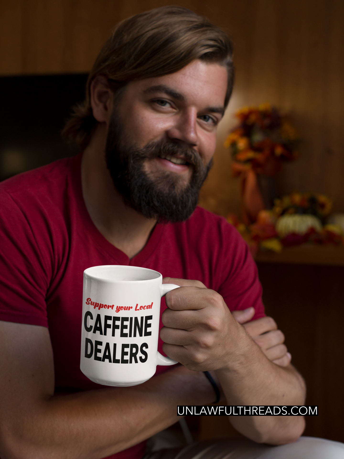 Support Your Local Caffeine Dealers coffee mug 15 ounces white