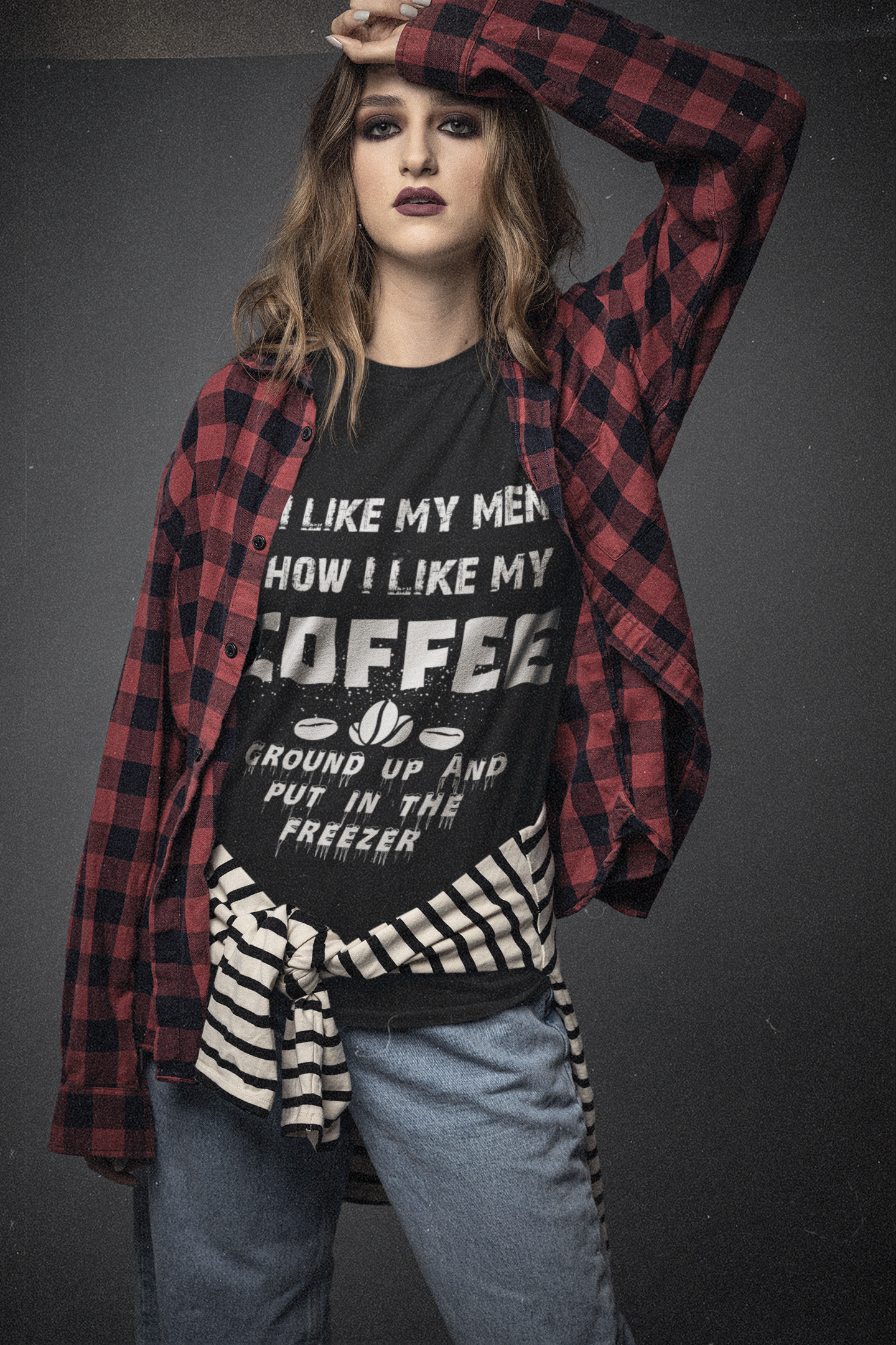 I like my Coffee How I like My men, Ground up and put in the Freezer women's shirts and coffee mug 15 ounces