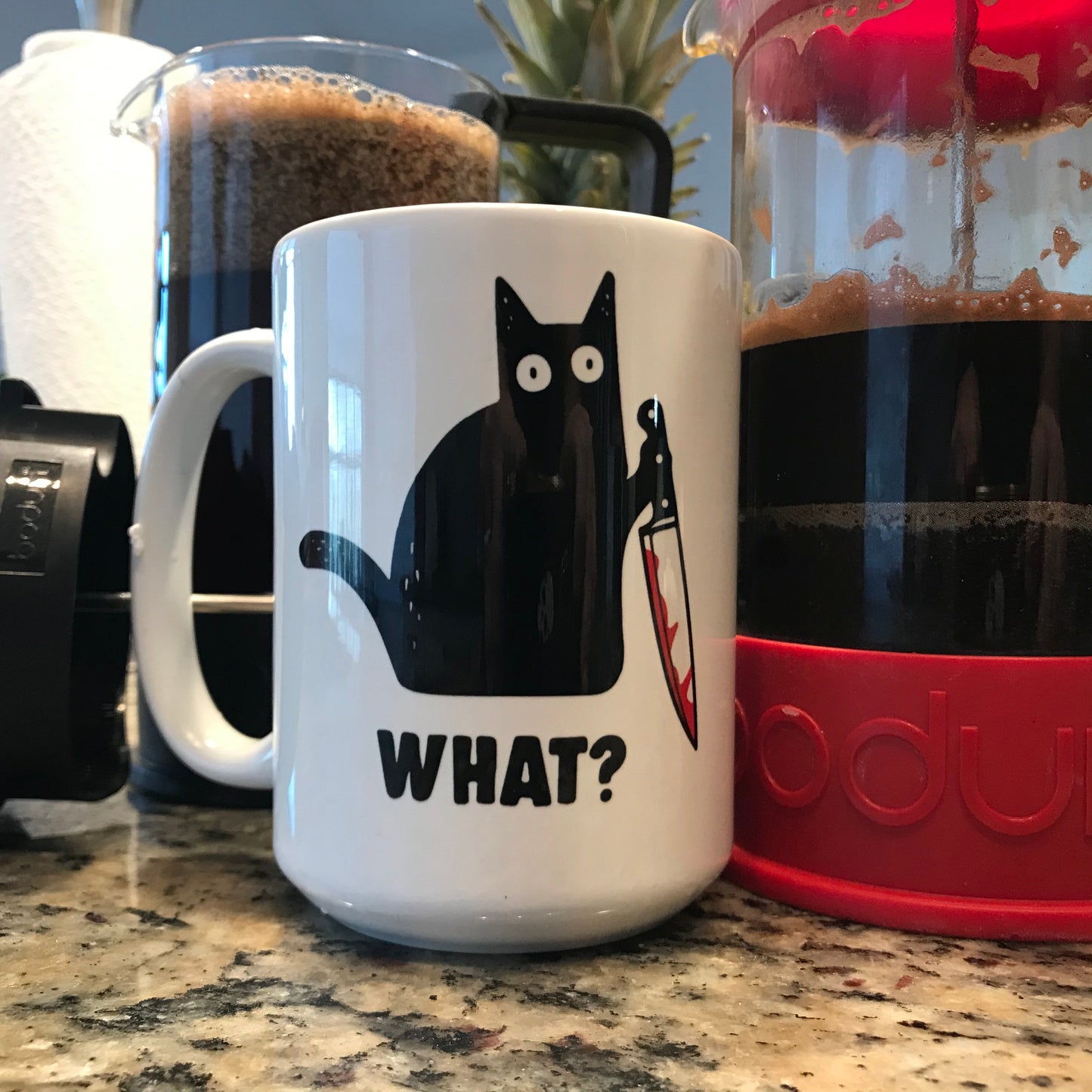 Funny coffee mug Black Cat Knife What? 15 oz. coffee mug