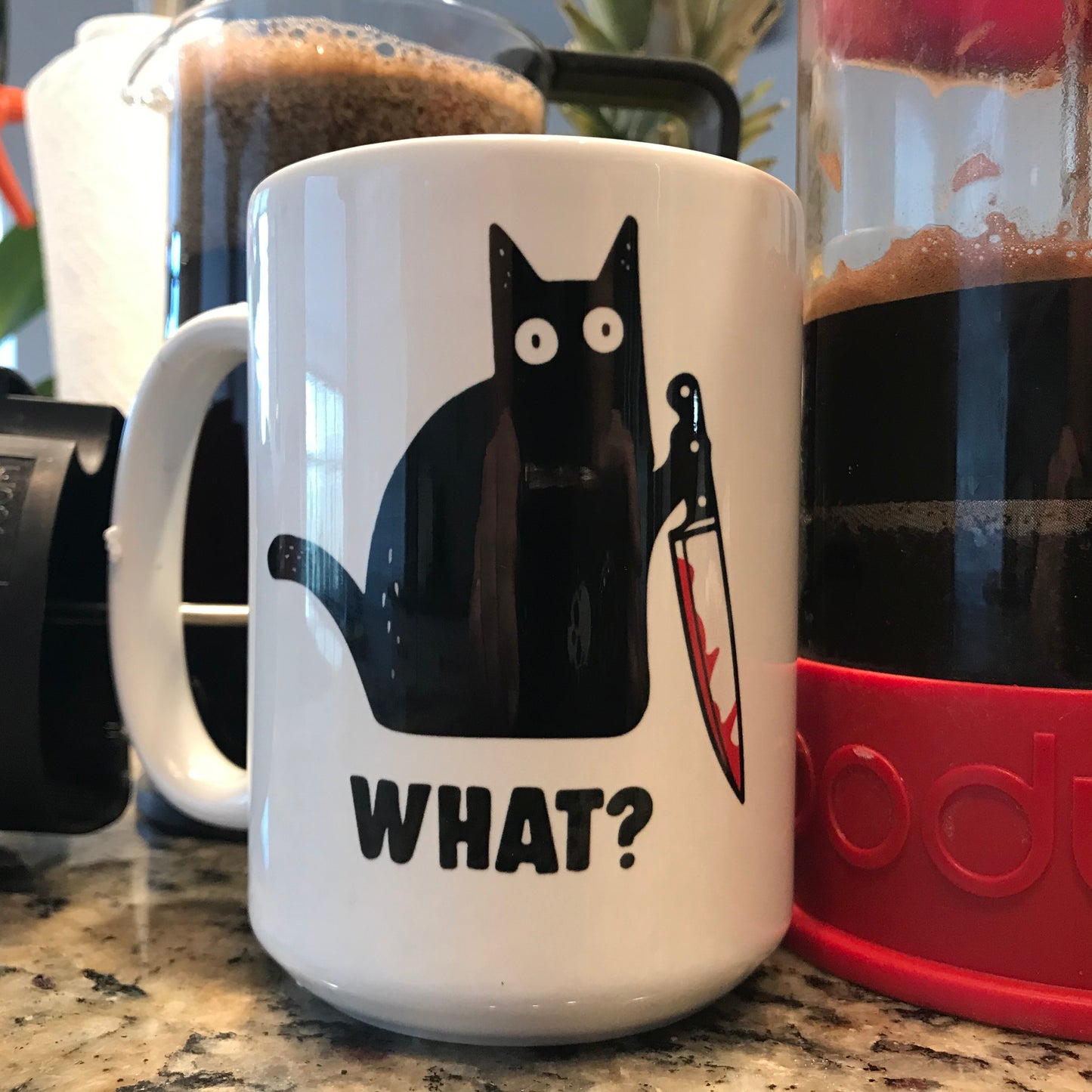 Funny coffee mug Black Cat Knife What? 15 oz. coffee mug