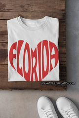 Florida Love Big Heart ~ 15 ounce mugs or classic cotton shirts