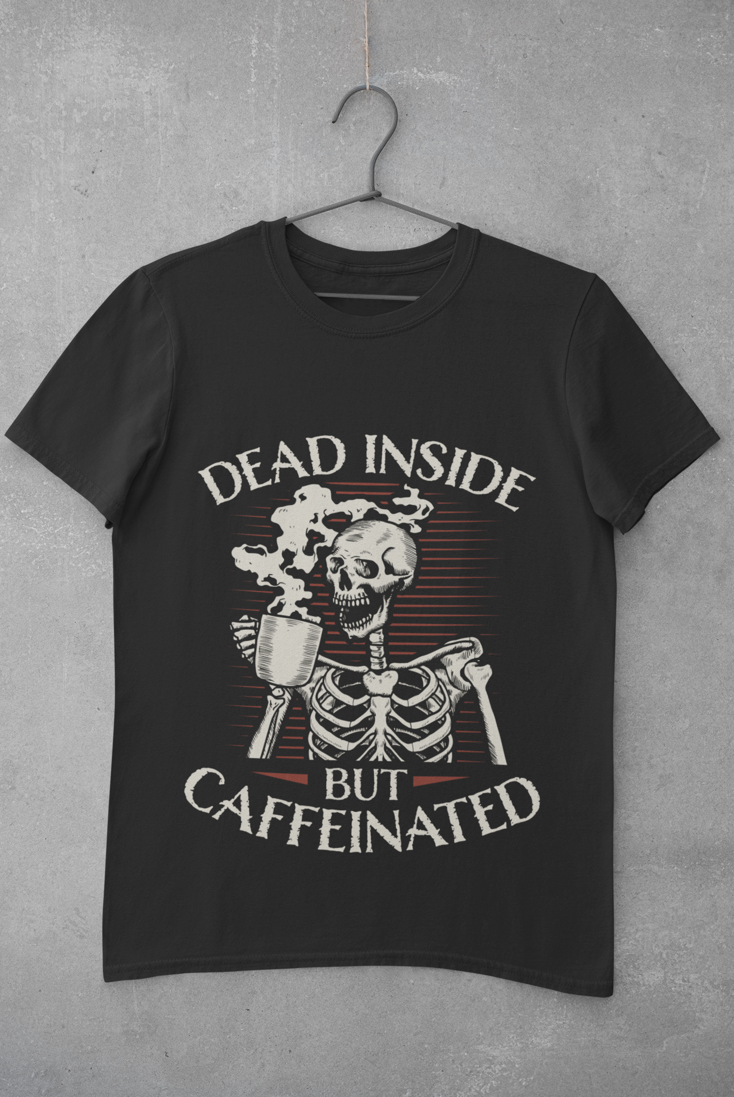 Dead Inside but Caffeinated black coffee mugs or shirts
