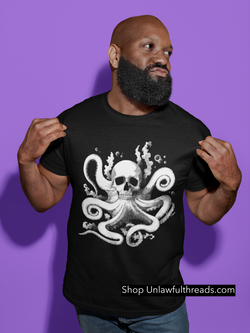 Skull Octopus Shirts men's and women's 100% cotton