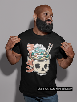 Skull Ramen Shirts men's and women's 100% cotton