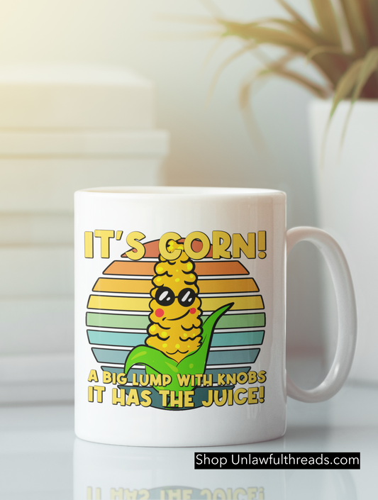 It's Corn! A big lump with knobs It has the juice!  15 ounce ceramic coffee mug white or black mugs