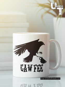 Cawfee Crow edition  15 ounce ceramic coffee mug white
