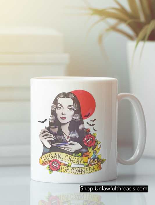 Sugar Cream or Cyanide Morticia is the best coffee mug 15 ounces.