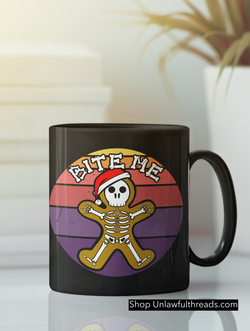 Gingerbread man BITE ME shirt or coffee mug 15 ounces