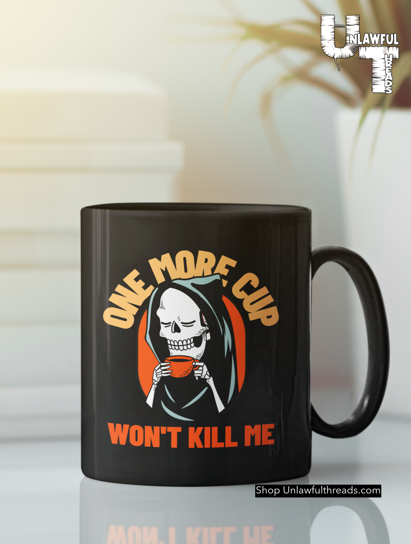 One more cup won't kill me reaper edition  ceramic coffee mug 15 ounce