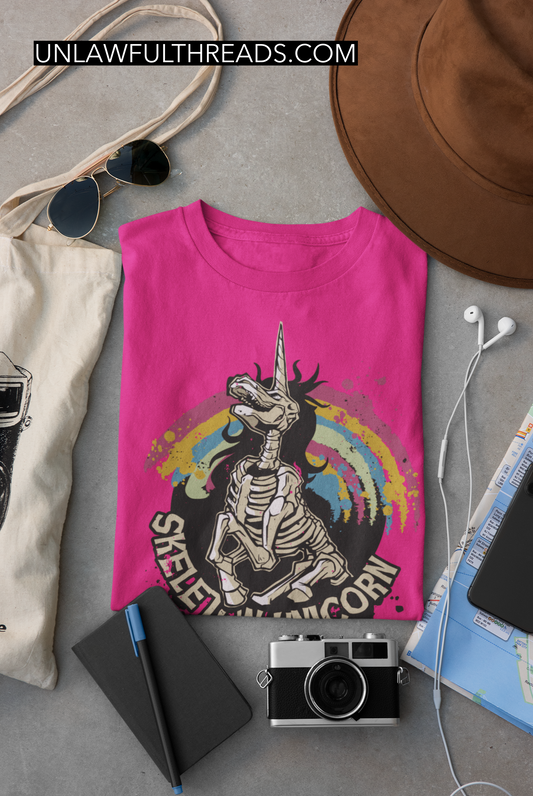 Skeleton Unicorn shirt mens/womens Cotton