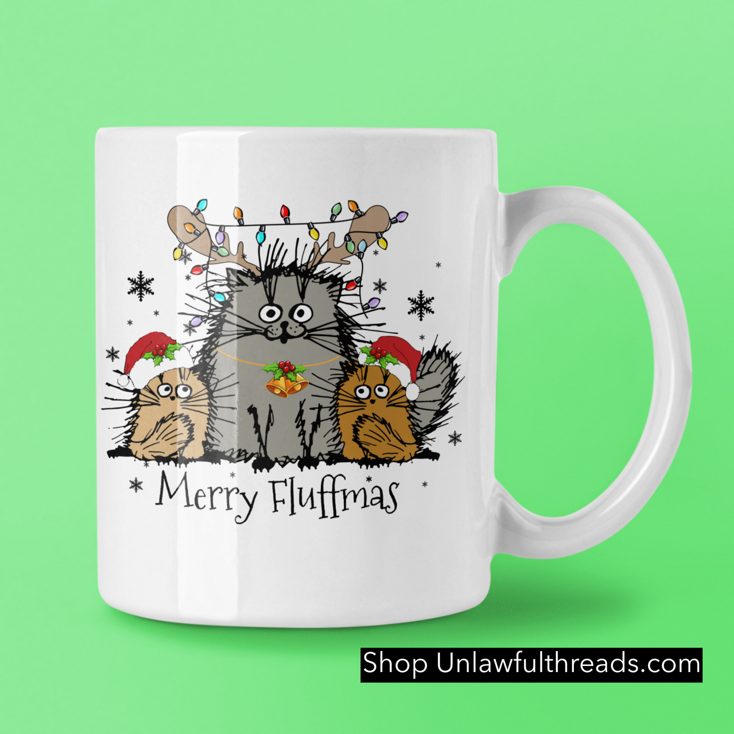 MERRY FLUFFMAS coffee mug white 15 ounces