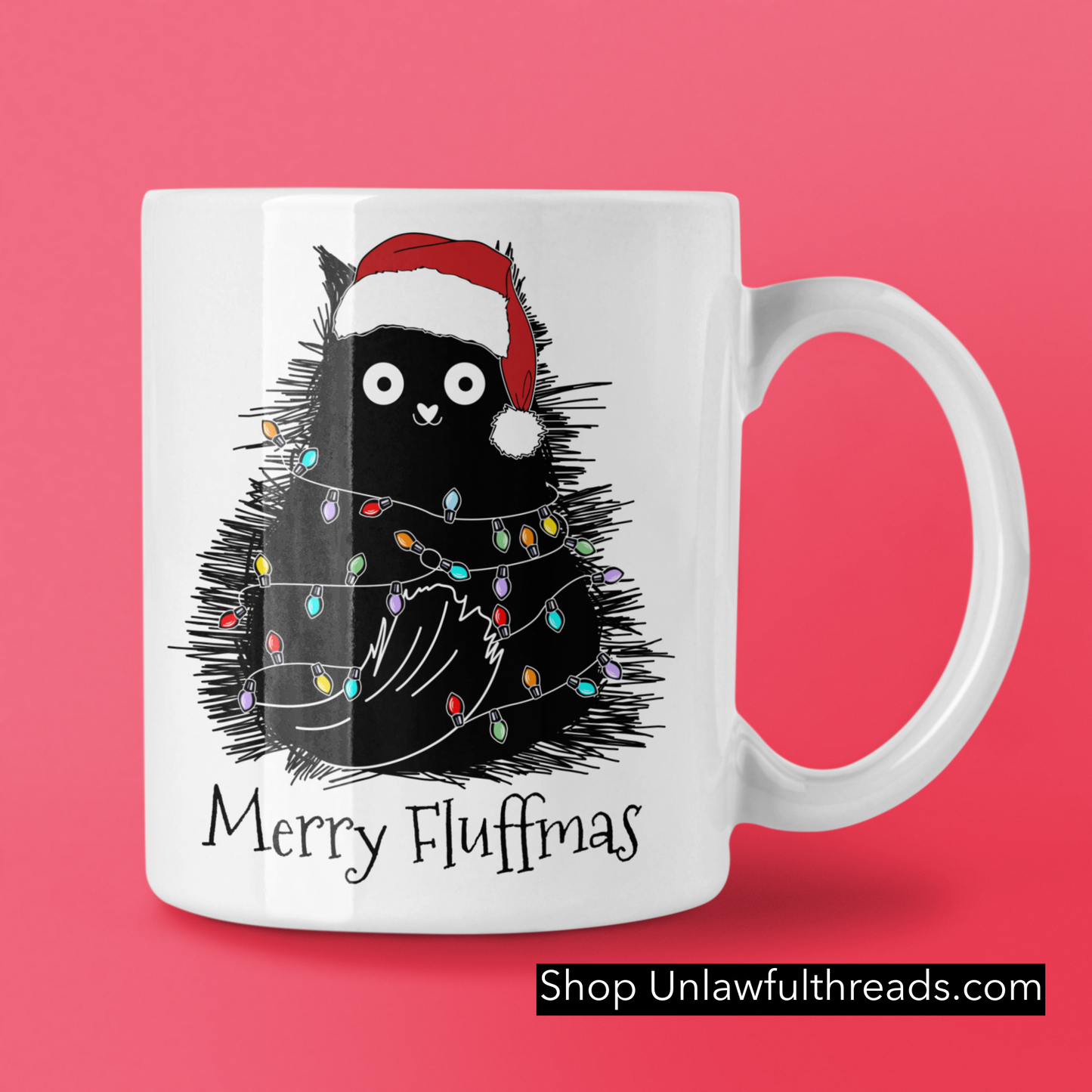 MERRY FLUFFMAS coffee mug white 15 ounces