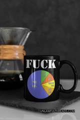 Percentages of F*ck pie chart black coffee mug 15 oz.