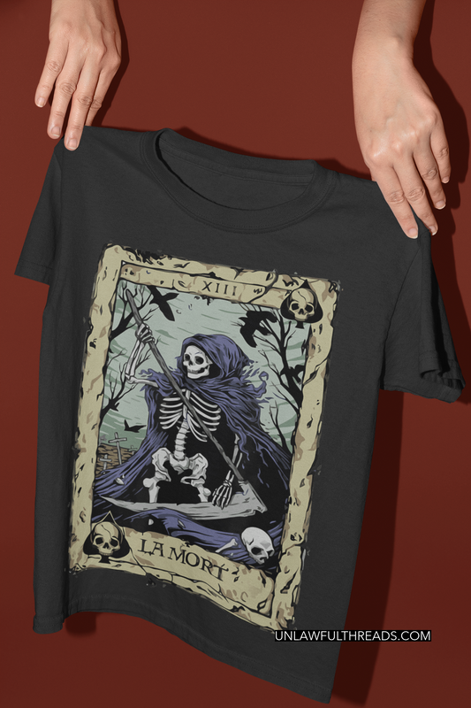 Tarot series LA MORT Black shirts and mugs