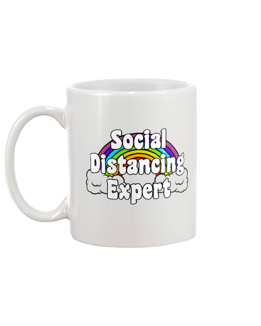 Social Distancing Expert rainbow coffee mug 15 oz.