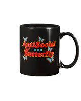 Antisocial Butterfly 15 ounce black mug