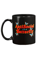 Antisocial Butterfly 15 ounce black mug