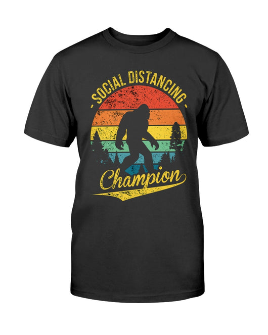 Bigfoot Social Distancing Champion sunset vintage circle Gildan Cotton T-Shirt
