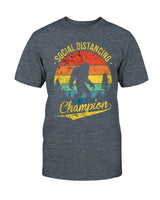 Bigfoot Social Distancing Champion sunset vintage circle Gildan Cotton T-Shirt