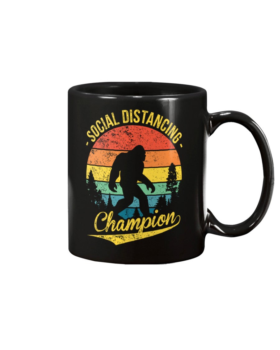 Bigfoot Social Distancing Champion sunset vintage circle  coffee 15oz Mug