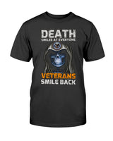 Skull shirt Death smiles at everyone Veterans smile back coffee mug 15oz. or skull shirts