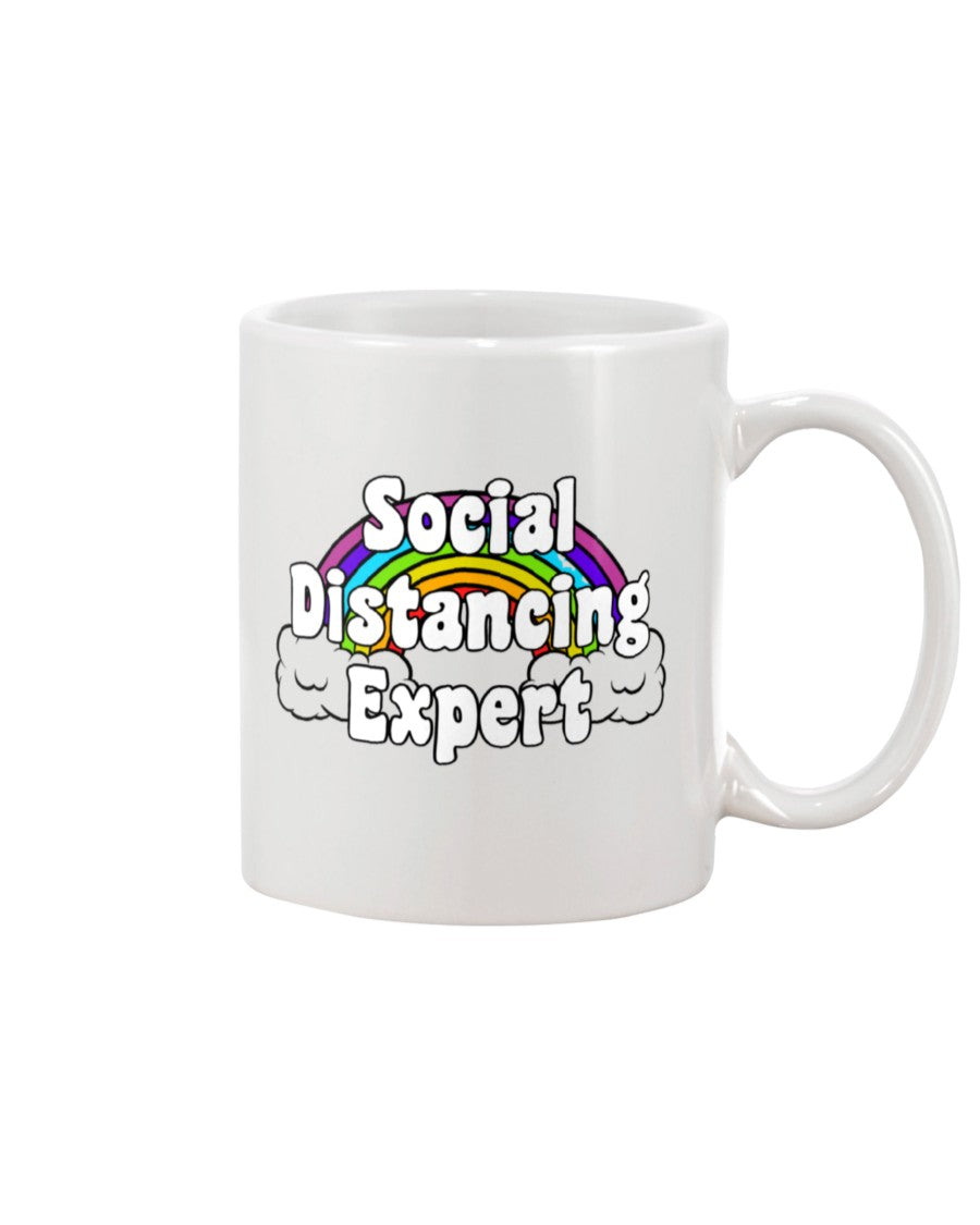 Social Distancing Expert rainbow coffee mug 15 oz.