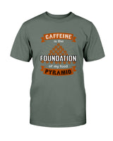 Caffeine is the Foundation of my Food Pyramid mugs and shirts and totes