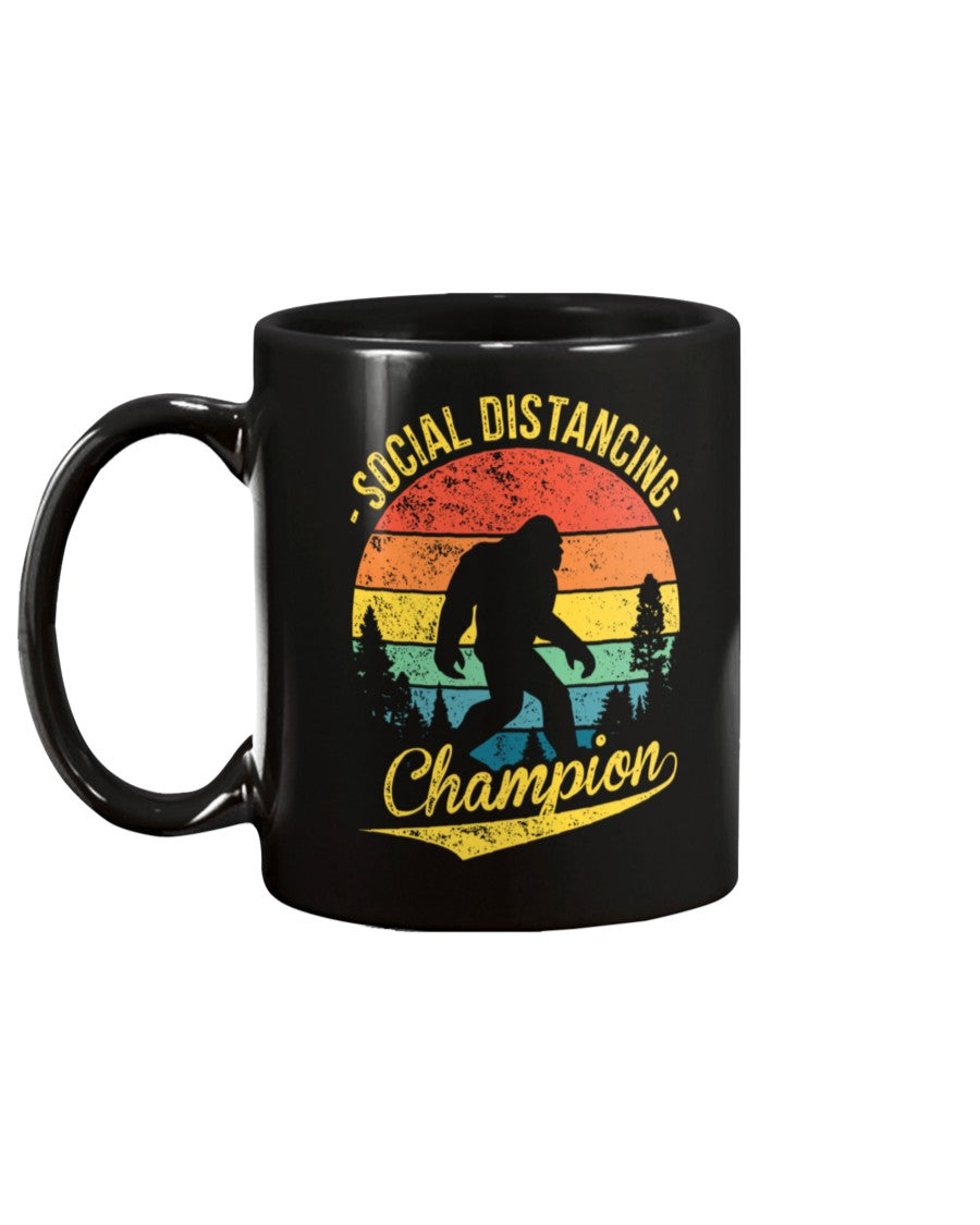 Bigfoot Social Distancing Champion sunset vintage circle  coffee 15oz Mug