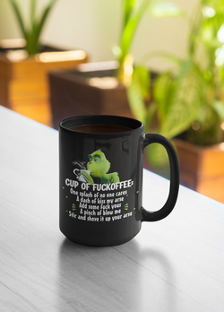 Grinch Cup of Fuckoffee Recipe coffee mug  15oz