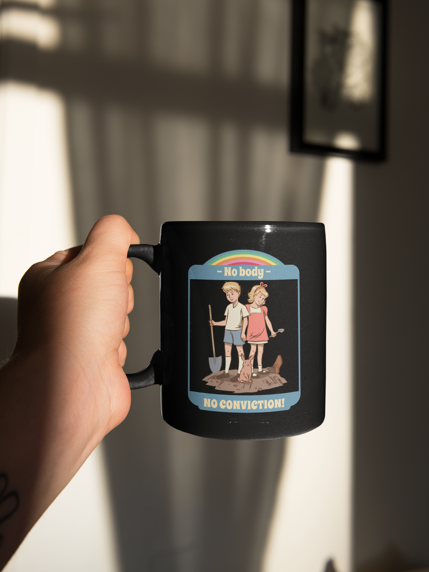 No body, No conviction children's mug black coffee mug 15 oz.