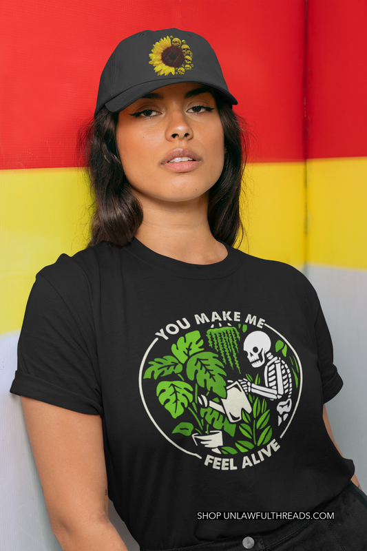 You Make Me Feel Alive  plants skeleton 15 ounces coffee mug or shirt