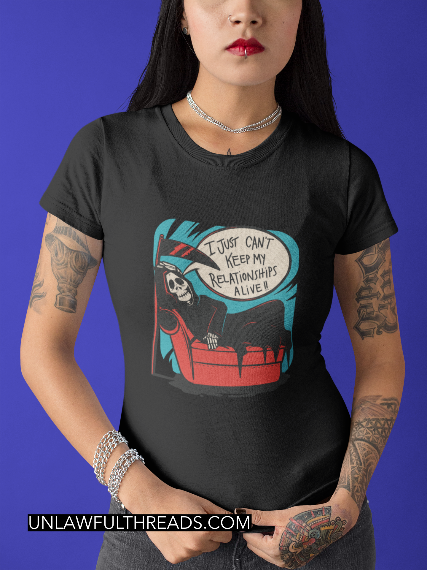 Grim Reaper Relationships shirt mens/womens Gildan