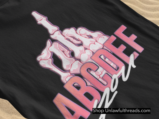 ABCDEF YOU skull middle finger female shirt classic cotton or 15 ounce coffee mug